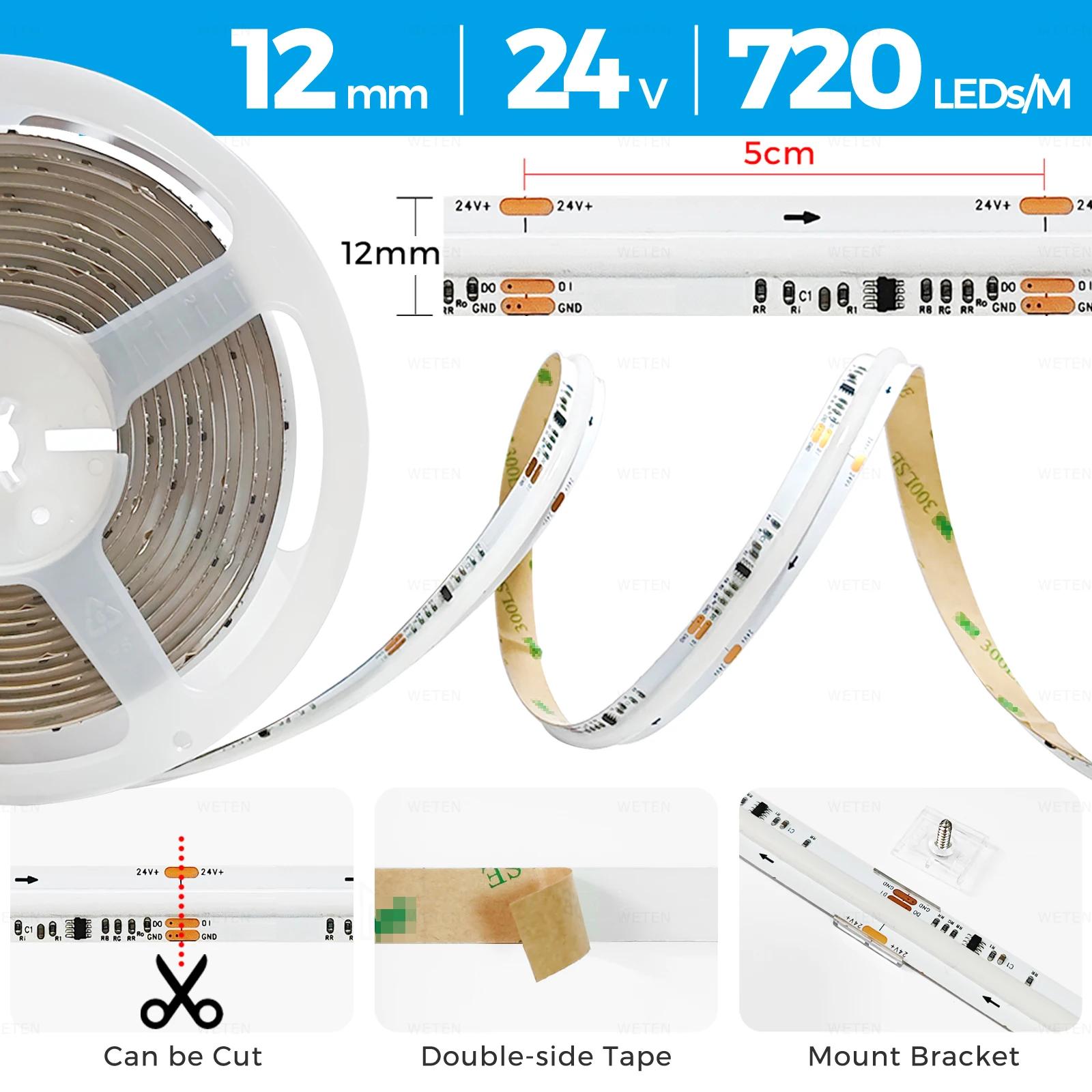 Bande lumineuse LED RGBIC COB intelligente Tuya WIFI adressable flexible RGB néon LED 24 V contrôle