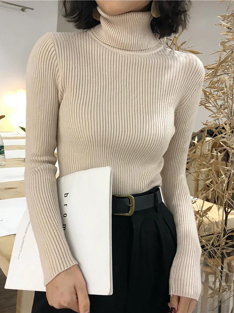 Pull Col Roulé Femme Automne Hiver 2026 – Haut Coréen Slim Tricoté pour Femme – Pull Femme Hiver Tru
