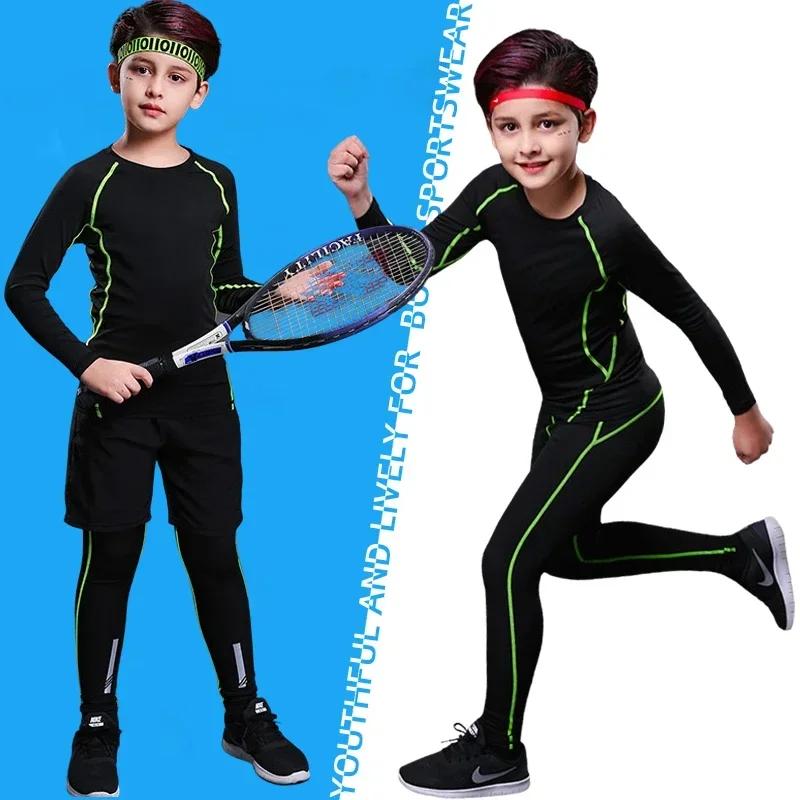 Enfants Compression course basket-ball vêtements de sport pantalons chauds hauts sous-vêtements jeun