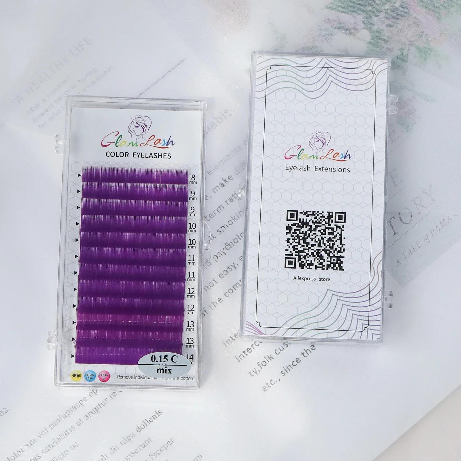 GLAMLASH couleur cils violet bleu marron vert rouge blanc rose jaune Extensions de cils individuels 