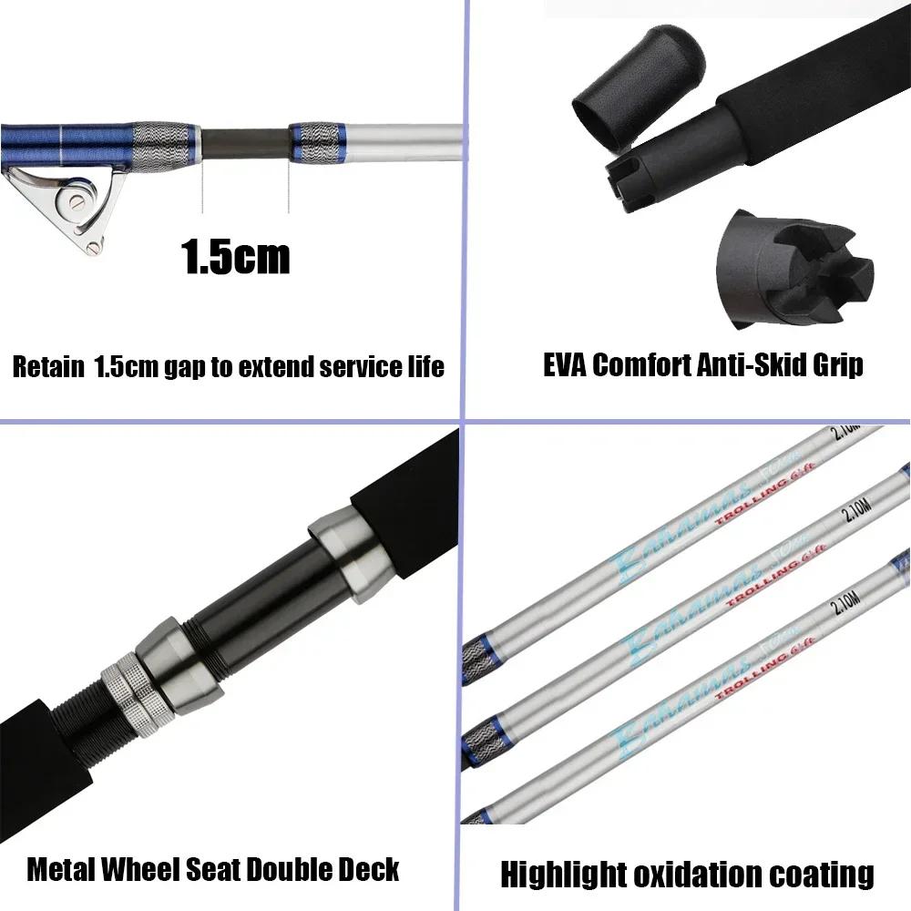 1.98 M 2.1 M filature d'eau salée grand jeu canne à pêche 50 kg 2 pièces canne à pêche à la traîne e