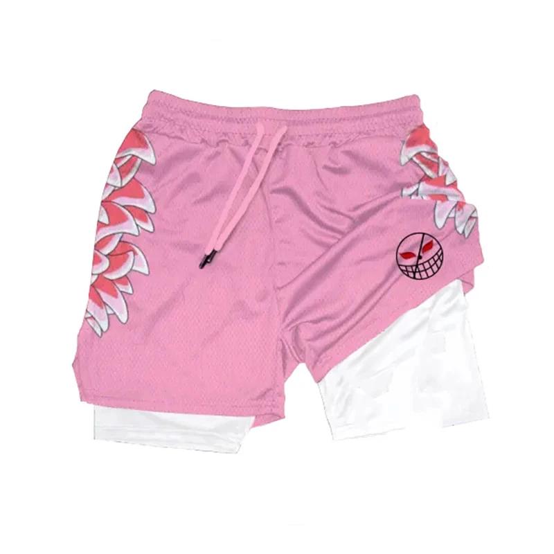 Short de Performance Anime 2 en 1 pour hommes et femmes, Short de sport, Manga, impression 3D, maill