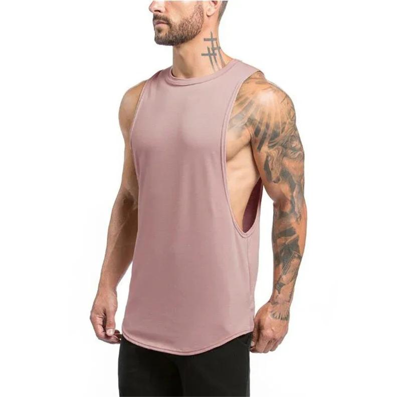 Vêtements de sport unis pour hommes, débardeur de musculation, débardeur d'été en coton découpé, gil