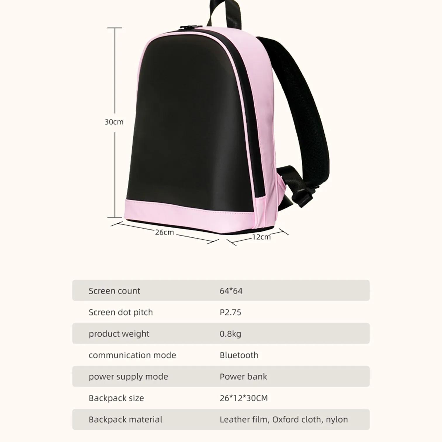 Sac à dos LOY T7-3 avec écran LED, connexion Bluetooth, contrôle par application, affichage publicit
