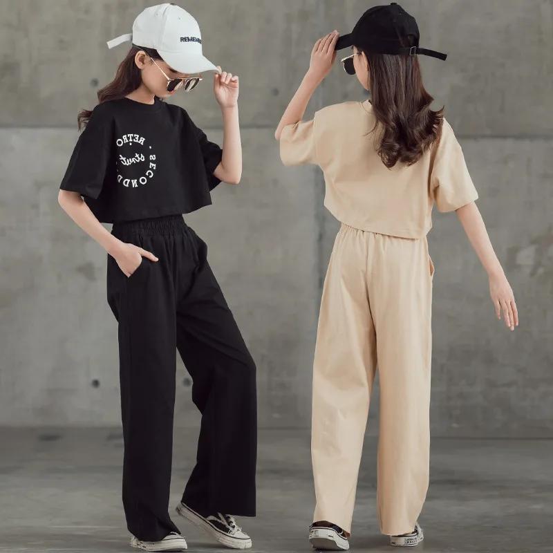 Ensemble de vêtements pour adolescentes de printemps et d'été, t-shirt et pantalon courts pour enfan