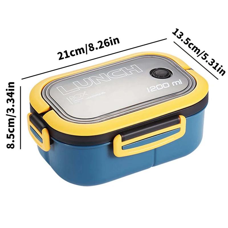 Boîte à lunch à bento portable étanche pour enfants, 2 couches, cuillère et fourchette, grande capac