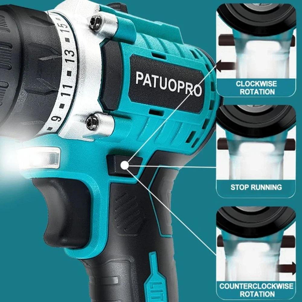 Perceuse électrique sans balais de 10mm, perceuse à main sans fil, tournevis, 2 vitesses, 23 réglage