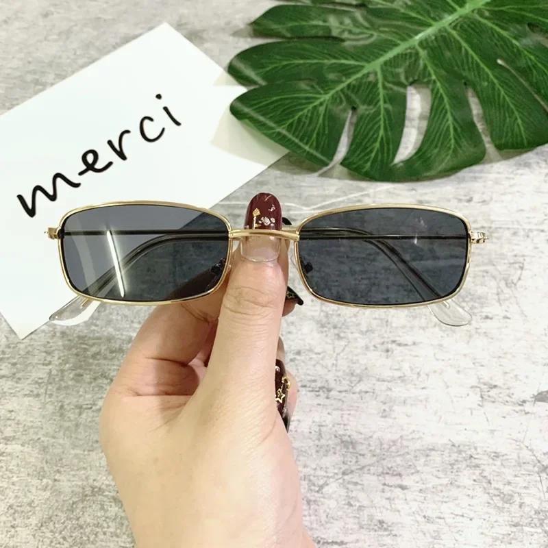 Lunettes de soleil ovales rétro pour femmes, rectangulaires en métal, classiques, bonbons, documents