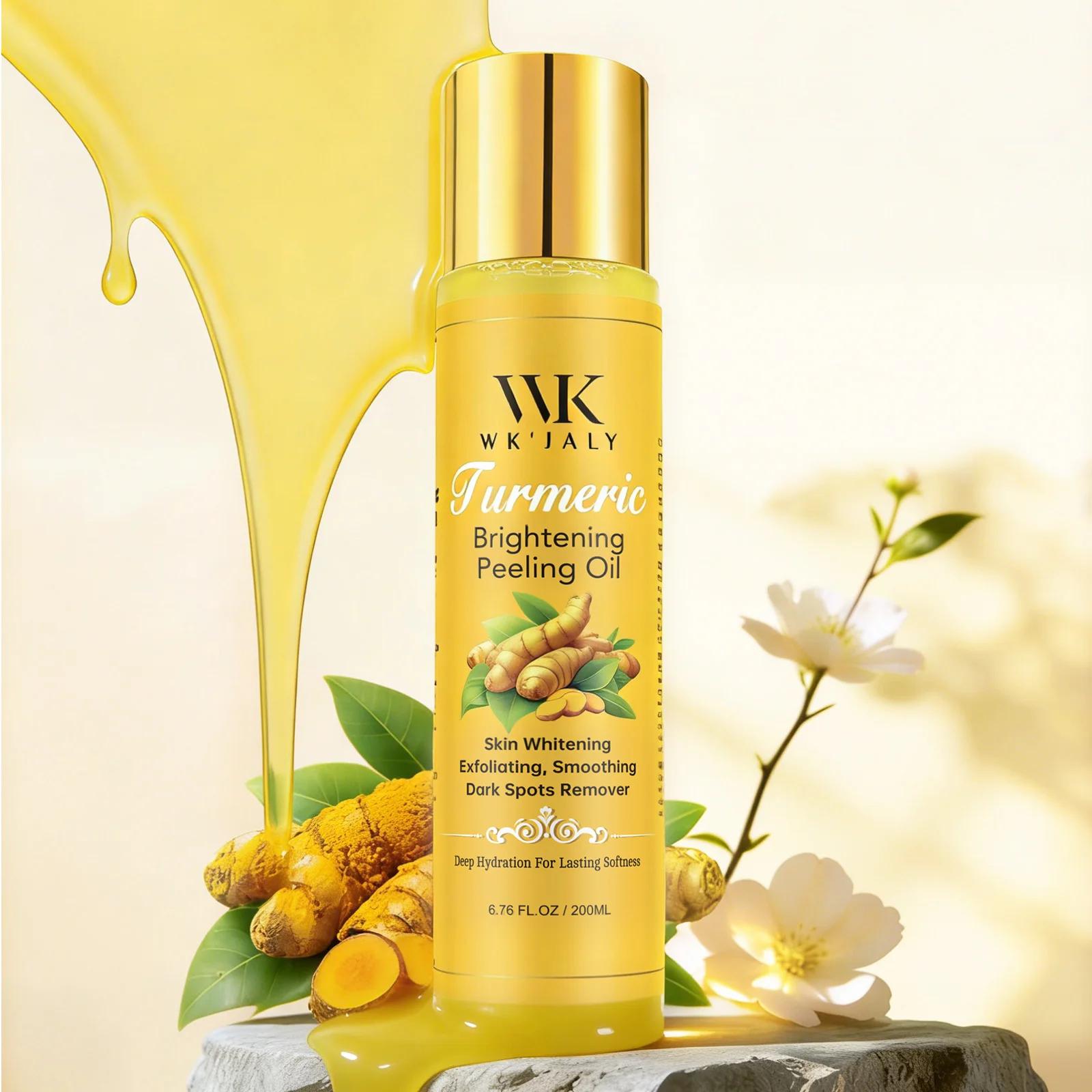 WK JALY Huile exfoliante jaune pour tous les tons de peau, au curcuma naturel, éclaircissante, améli