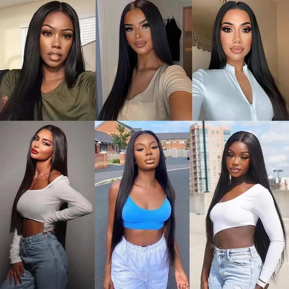 Lot de 3 ou 4 mèches de cheveux humains vierges brésiliens lisses comme des baguettes, 30 à 40 pouce