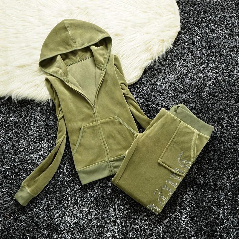 Ensemble de survêtement en velours uni pour femmes, automne-hiver 2025, sweat-shirt et pantalon pour