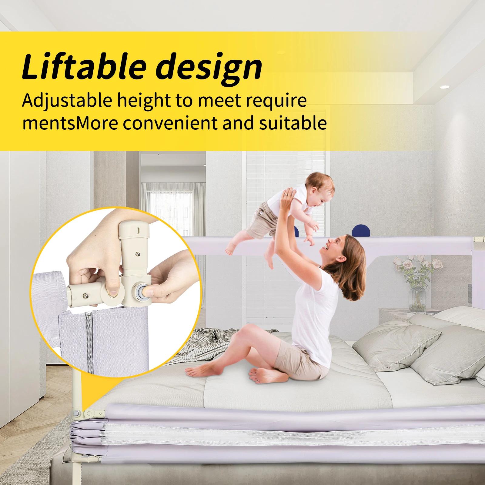 1 barrière de lit pour enfants, barrière de lit pour tout-petits réglable en hauteur, protection con