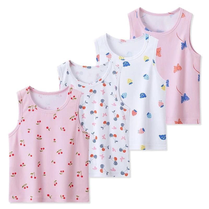 Ensemble de 4 gilets imprimés multicolores pour filles, tendance et mignons, débardeur de sport conf