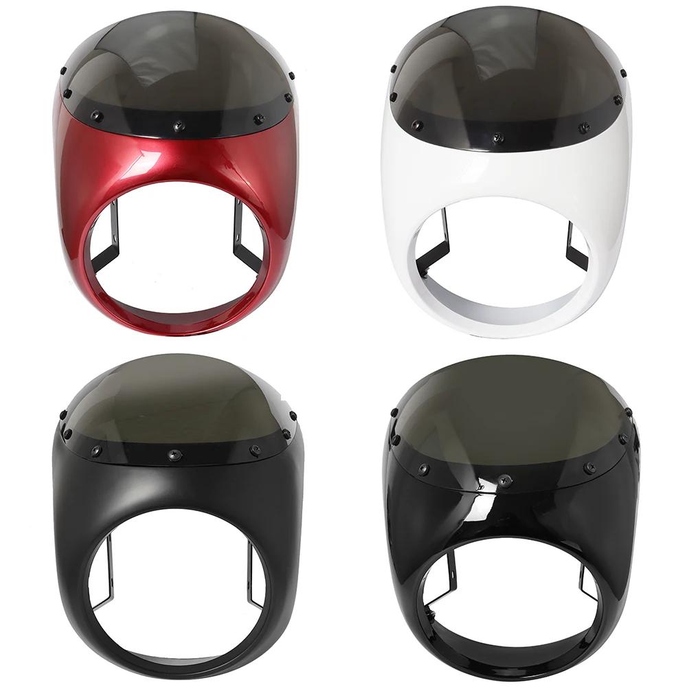Pare-brise de carénage de phare avant de moto rouge/blanc pour café Racer Honda universel 7 pouces/1