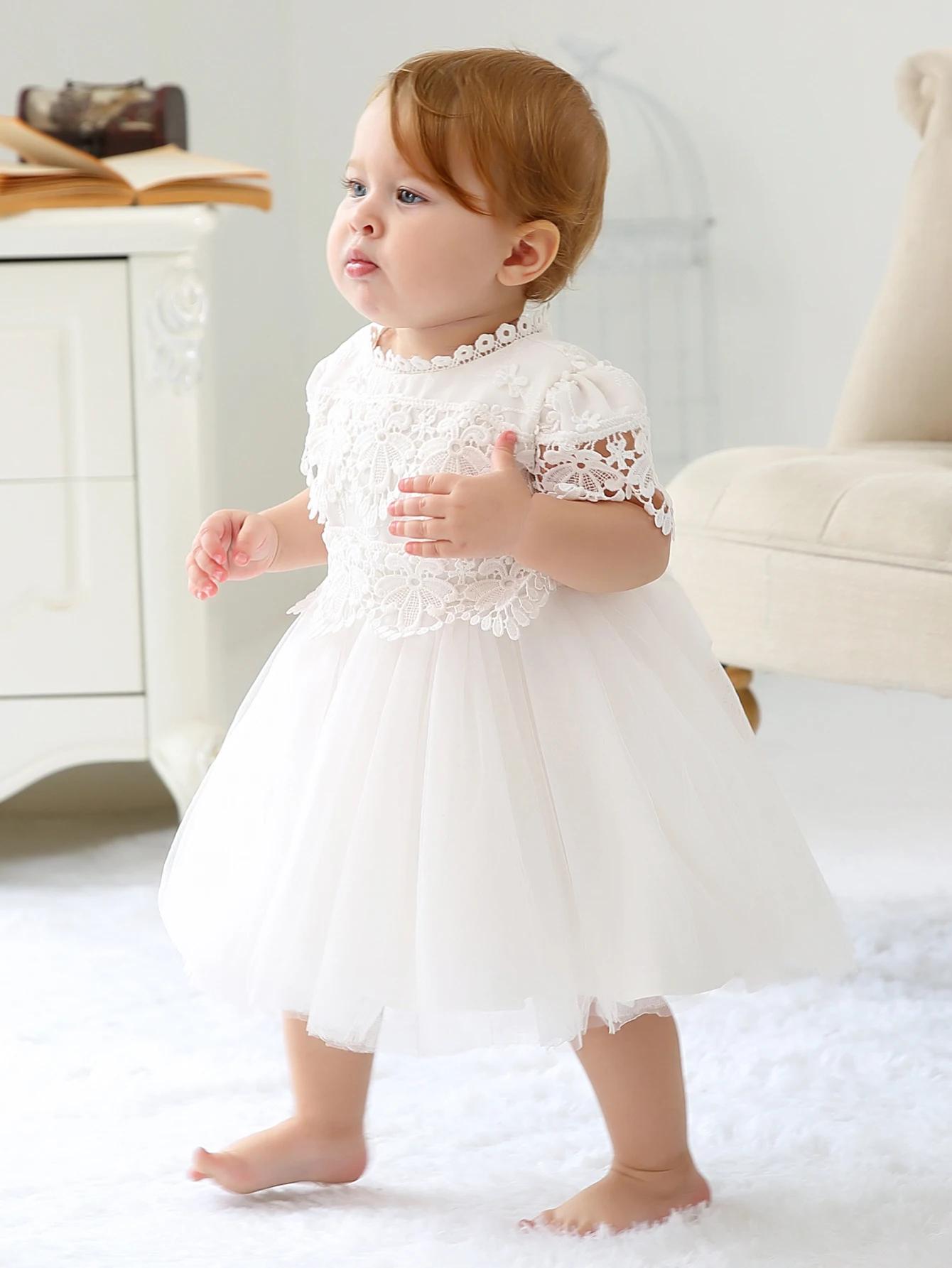 Robe de baptême pour bébé fille, tenue de princesse blanche pour fête d'anniversaire et de mariage