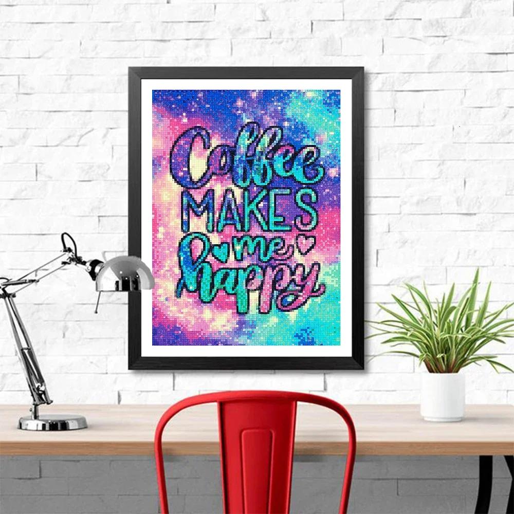 Peinture diamant thème texte coloré 5D, point de croix, Kit de broderie artistique, strass, mosaïque