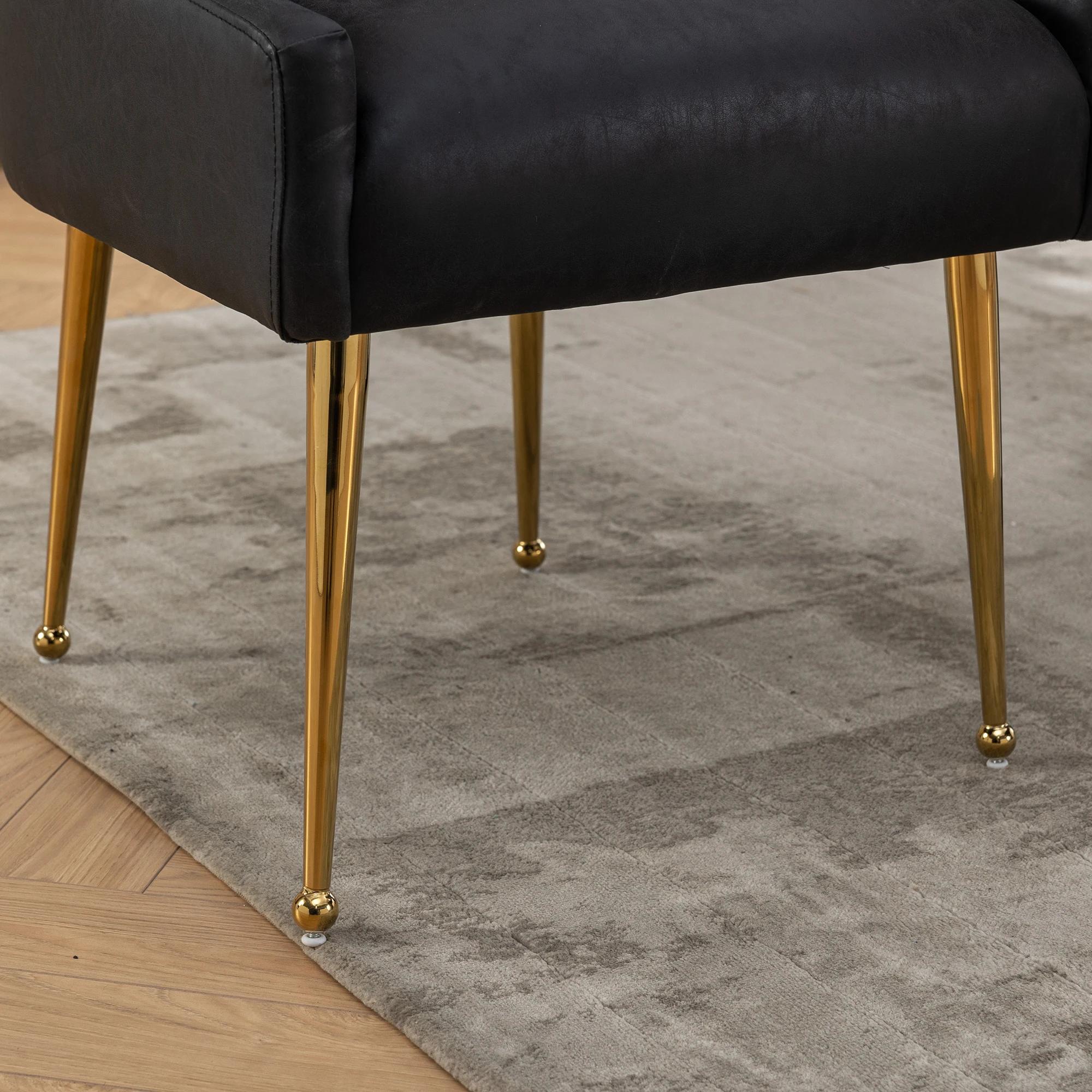 SEYNAR-Ensemble de 2 chaises de salle à manger ou coiffeuse en cuir PU Glam, avec poignée arrière