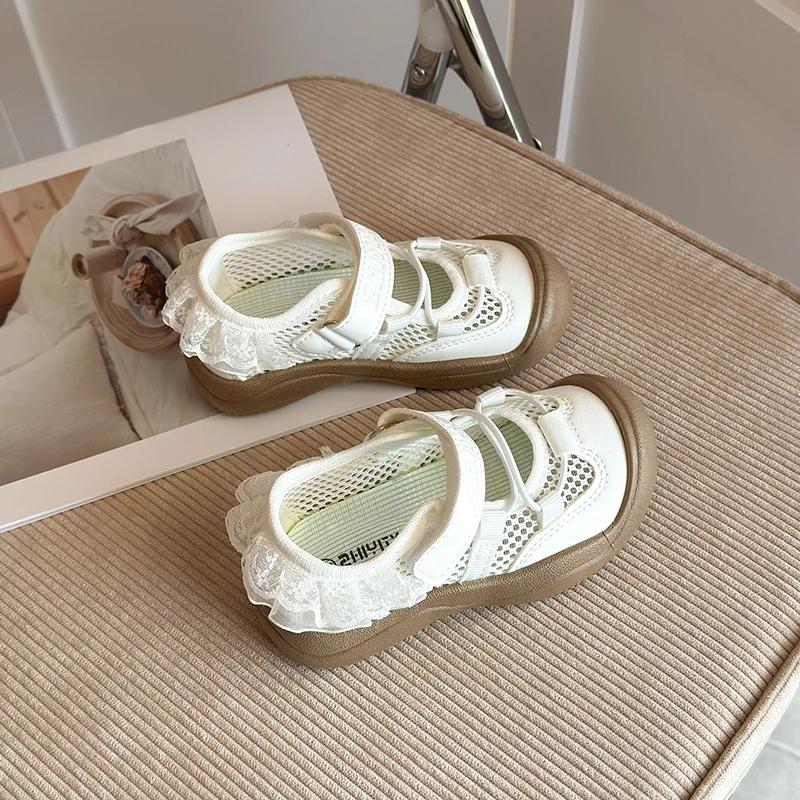 Chaussures de princesse pour filles, baskets en dentelle, chaussures Mary Jane à semelle souple pour