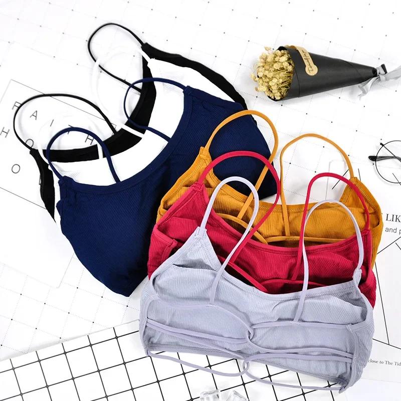 Soutien-gorge entraînement fitness sans fil amovible bandoulière mince yoga femmes rembourré