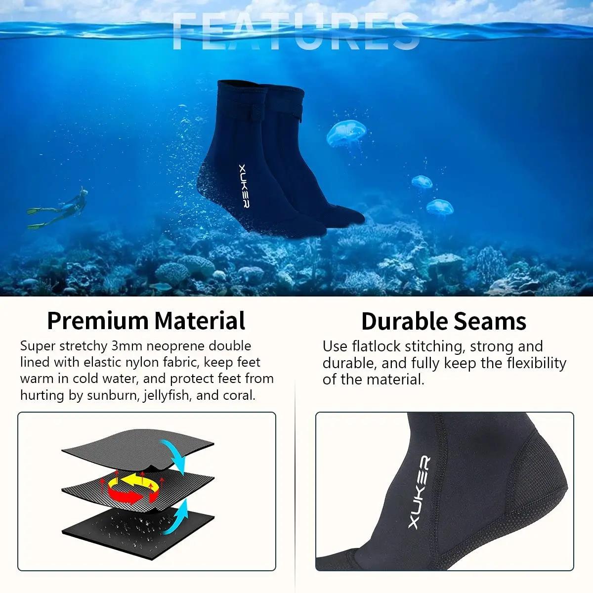Chaussettes en néoprène 3mm, chaussons de plage, volley-ball, sable, football, plongée, natation, su
