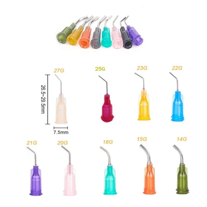 Aiguille de distribution coudée à 45 degrés en acier inoxydable, 10 à 45 pièces, pointe émoussée de 