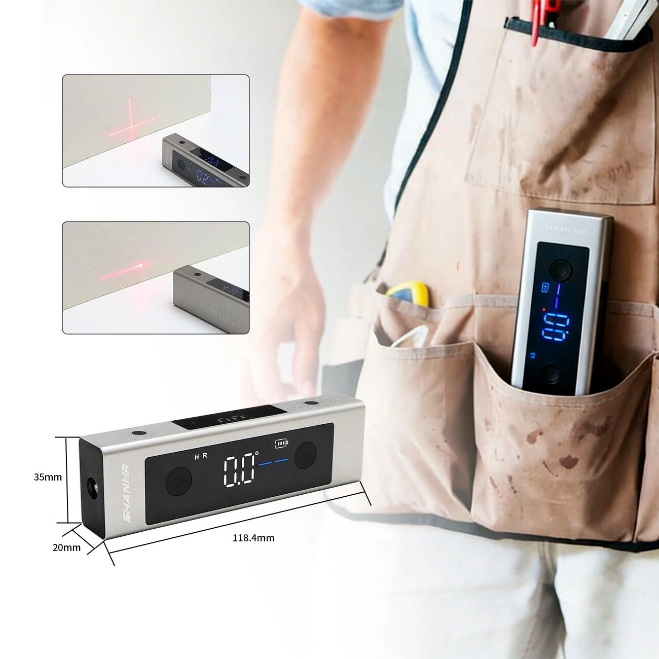 Niveau laser 2 en 1 SHANHR, règle de niveau laser de type C, règle d'angle à double laser, rapporteu
