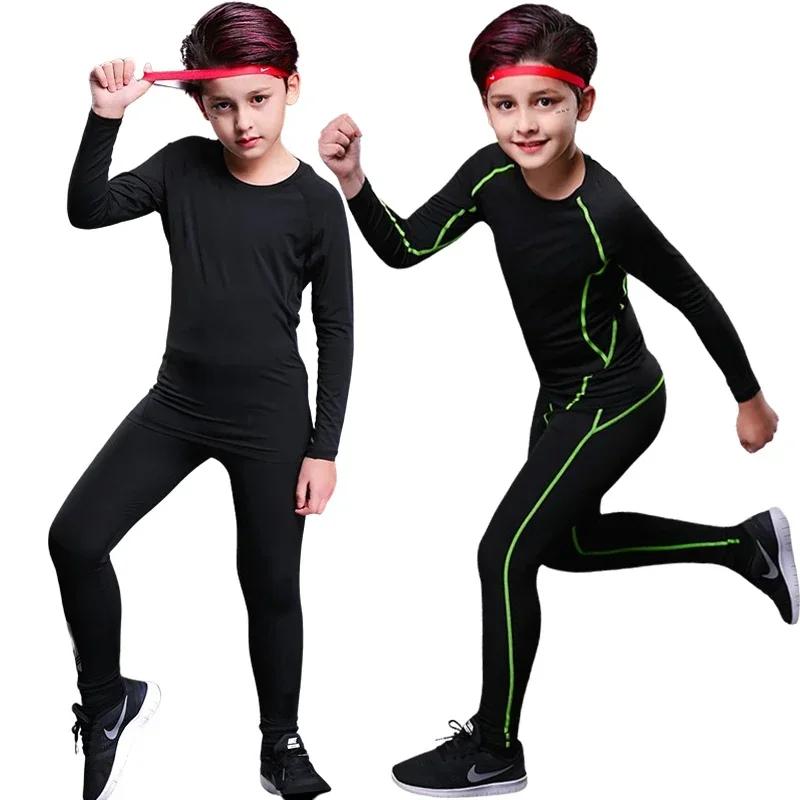 Enfants Compression course basket-ball vêtements de sport pantalons chauds hauts sous-vêtements jeun