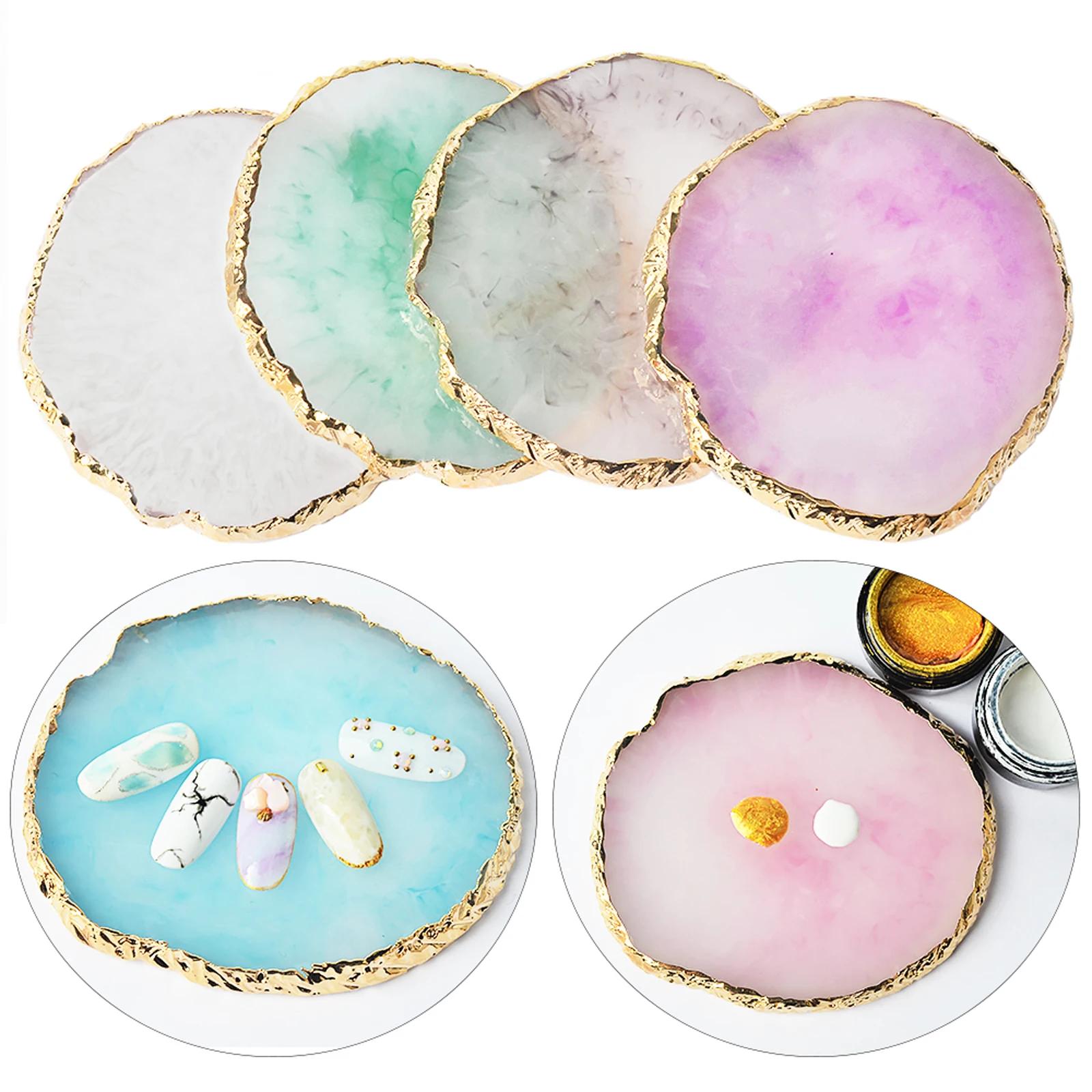 Palette de Faux Ongles Ronds en Résine et Pierre d'Agate, Présentoir de Verhéritage Gel, Outil de Ma
