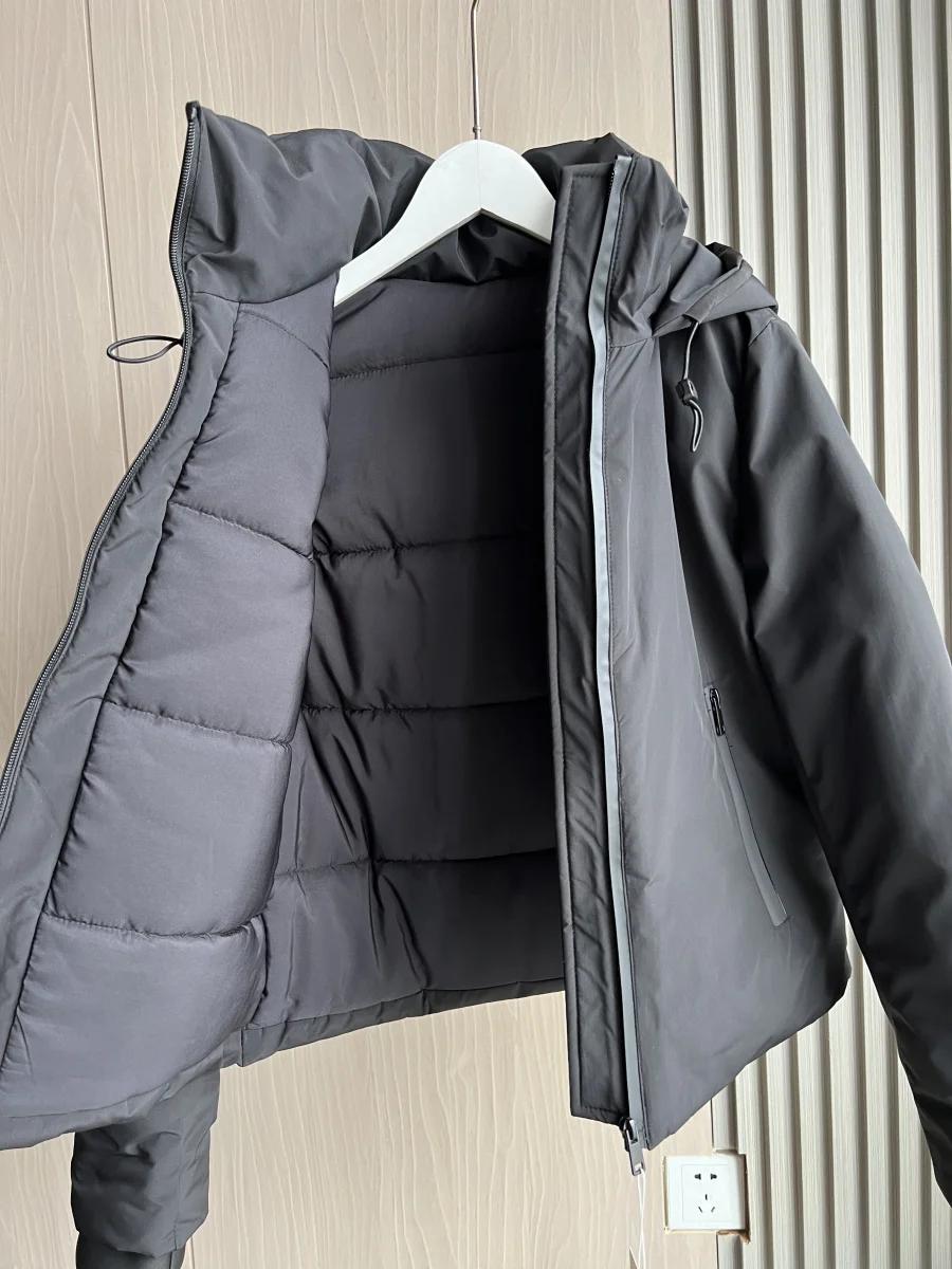 ETJ 2025 automne/hiver nouveau femmes court imitation vent imperméable à capuche épais chaud coton v
