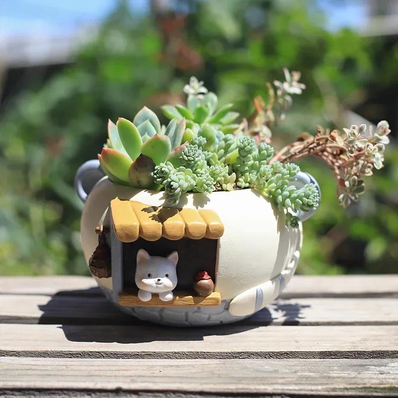 Petit Pot de Plantes en Résine, user inière Succulente pour Bureau à Domicile, Mini Ornement, Décora