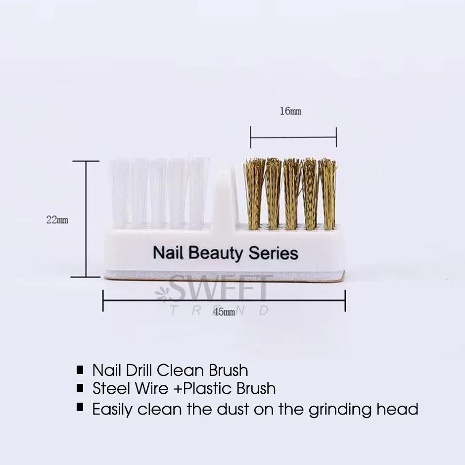 Tête de meulage électrique pour ongles, brosse de nettoyage, forets de manucure portables, nettoyant