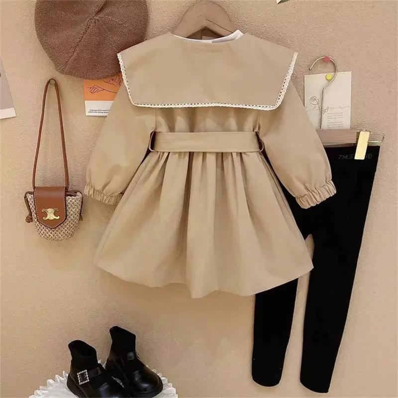 Filles Trench manteaux enfants mode taille vestes enfants col rabattu bébé mignon Long coupe-vent vê