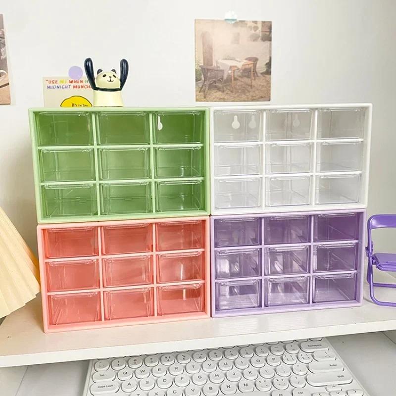 Bureau 9 grilles boîtes de rangement organisateur Transparent petit tiroir cloisonné bureau d'étudia