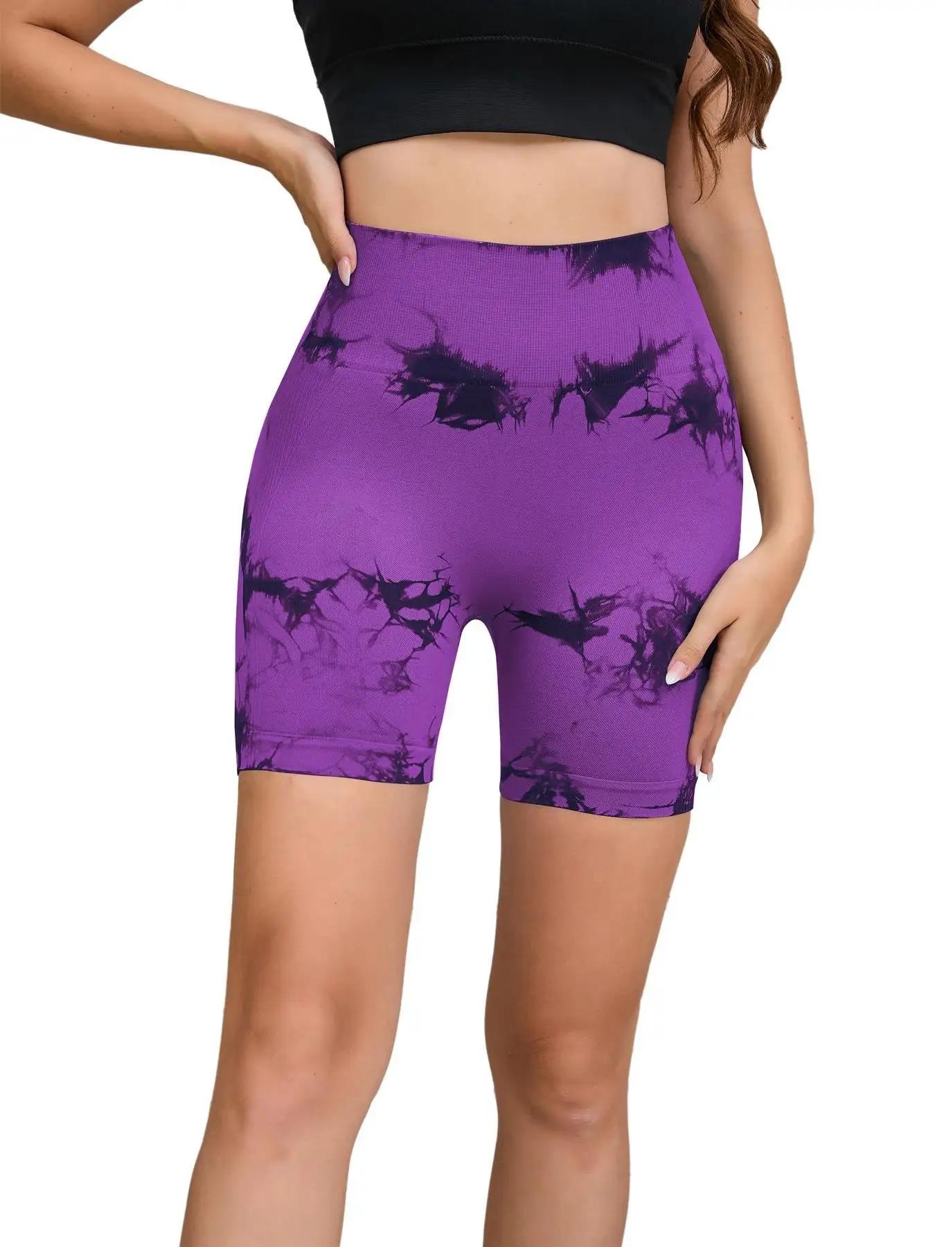 Pantalon de Fitness sans couture teint par nouage pour femmes, taille haute et levage des hanches, s