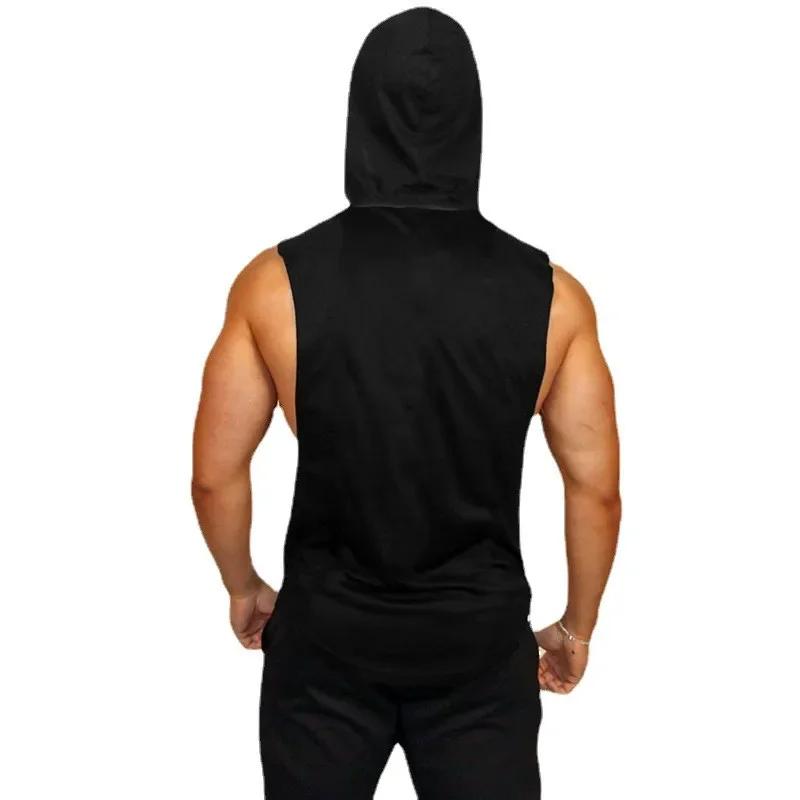 Vêtements de Sport à capuche homme débardeur été coton respirant Fitness musculation sans manches