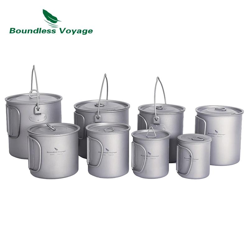 Boundless Voyage Camping Titanium Cup Mug, Outdoor Tourist Picnic Cooking Face Pot, Britware, Randon