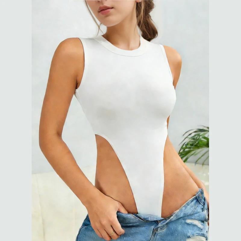 Vêtements pour femmes Midriff Costume Body sans manches mince extensible débardeur barboteuses Style