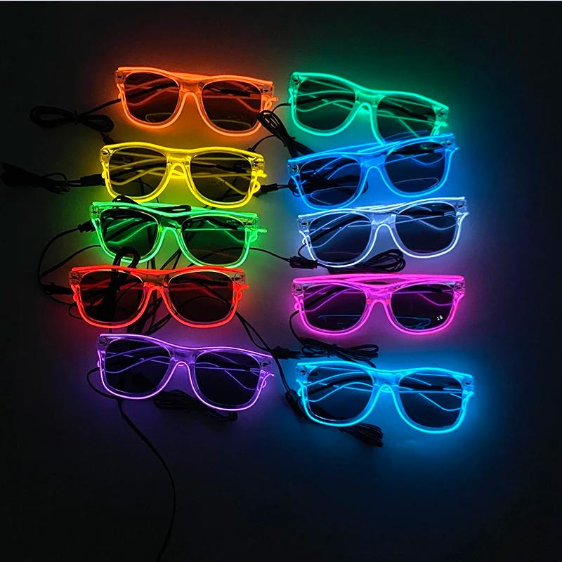 Lunettes lumineuses Led néon pour fête, fil EL, lunettes de soleil scintillantes, nouveauté, cadeau 