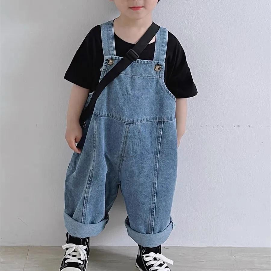 2025 automne nouveaux enfants salopette ample bébé garçons filles décontracté Jean combinaison solid