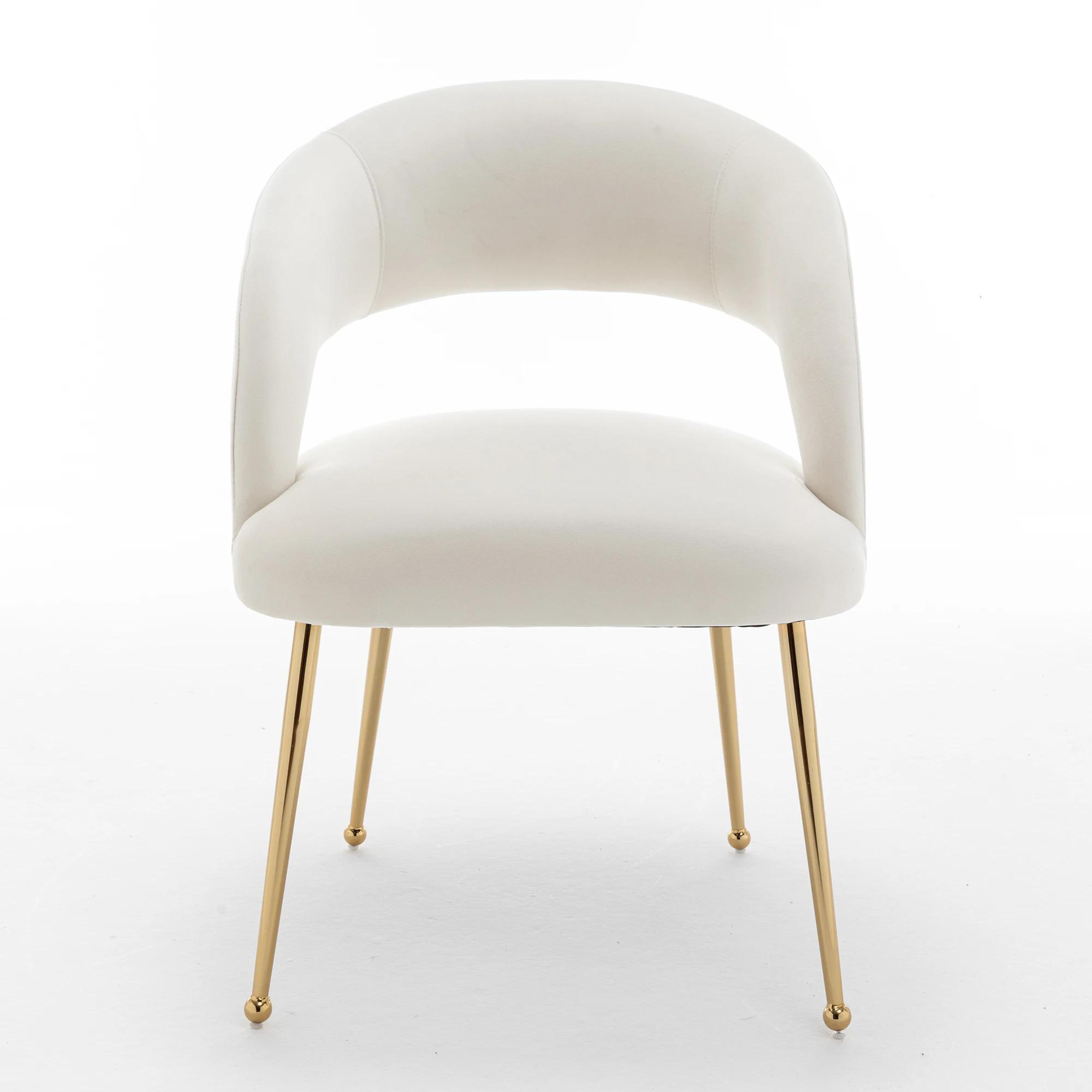 SEYNAR-Ensemble de 2 chaises de salle à manger modernes en velours à dossier ouvert du milieu du siè