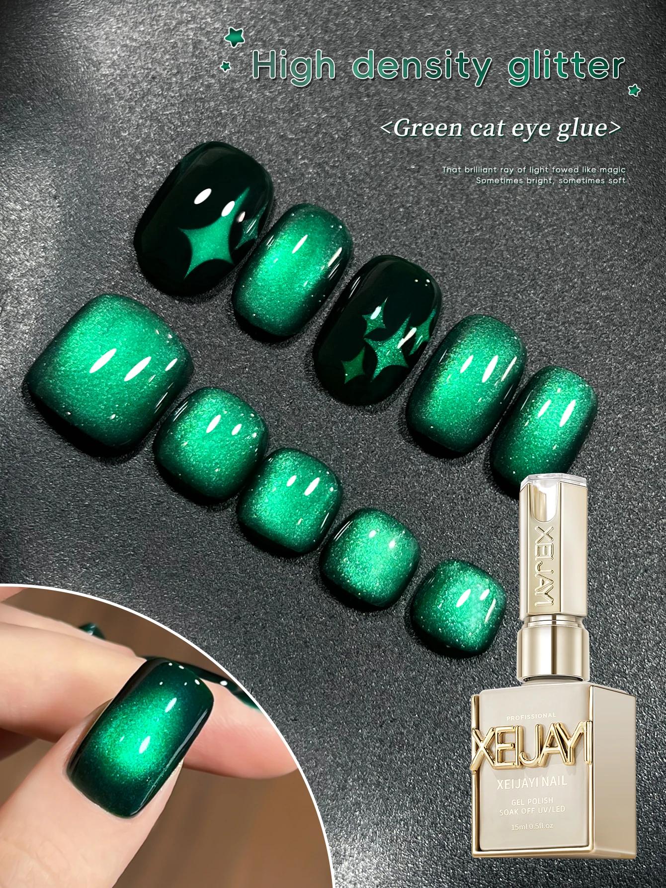Vernis à ongles Gel œil de chat glace pilée poire de neige 15ml, Gel UV/LED brillant sans bulles à s