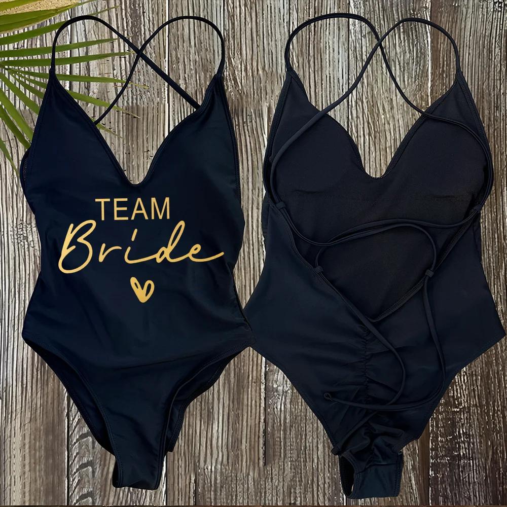 Sexy rembourré une pièce maillot de bain femmes équipe mariée maillots de bain Bikini été maillot de