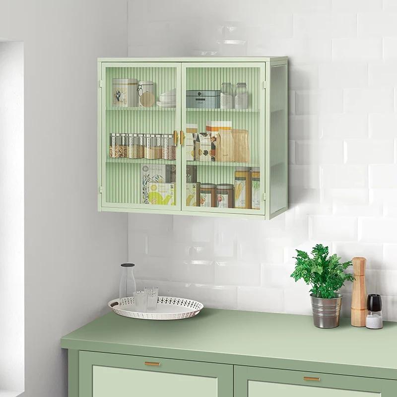 Armoire Murale Moderne à Deux Portes en Verre de 27.56 Pouces, avec Rangement à Trois Niveaux, pour 