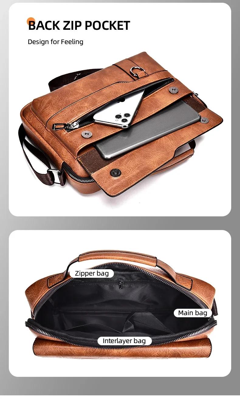 WEIXIER – sac à bandoulière multifonction en cuir Pu pour hommes, sacoche de grande capacité, fourre