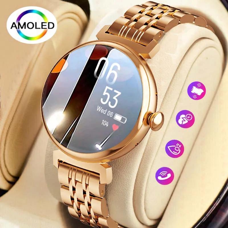 Montre intelligente à écran AMOLED pour dames, petit écran, corps en métal, appel Bluetooth, afficha