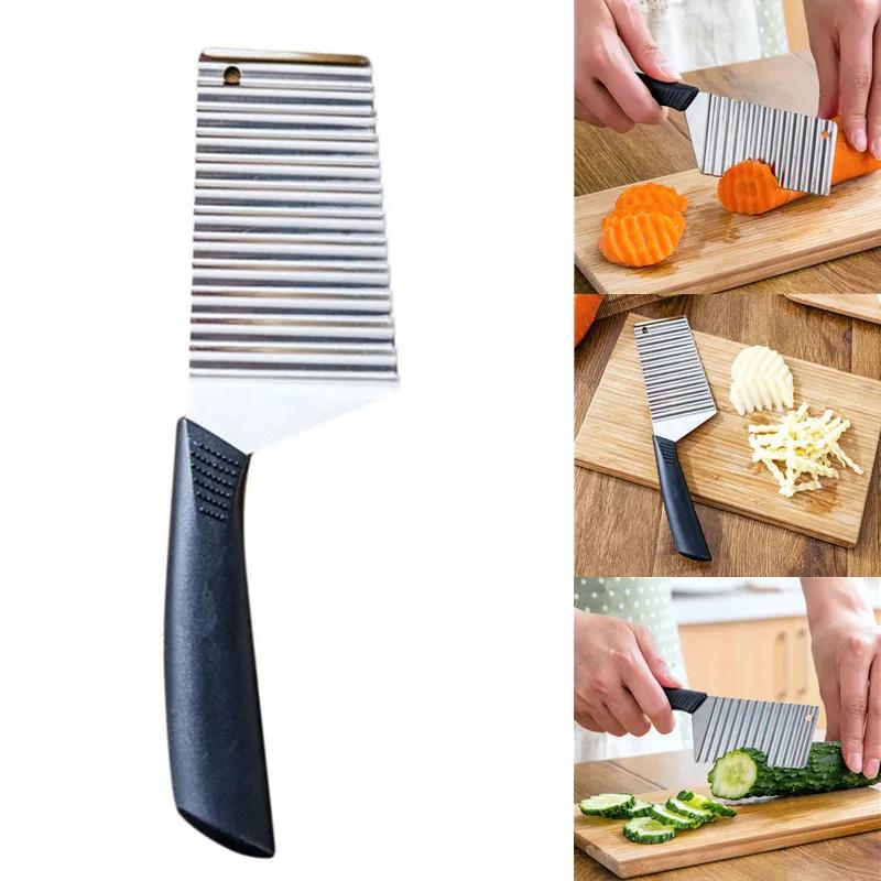 Trancheuse de pommes de terre en acier inoxydable, coupe-pâte, couteau ondulé, hachoir à légumes, ou