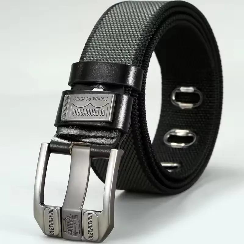 Nouvelle mode hommes boucle ardillon jeunesse salopette toile ceinture ceinture décontracté rétro dé