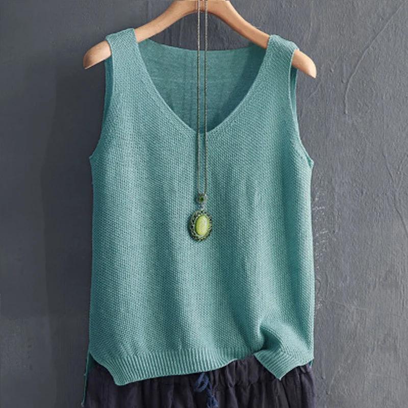 Blusas Mujer De Moda 2024 Blouse femmes été sans manches tricoté Blouse chemise femmes vêtements col