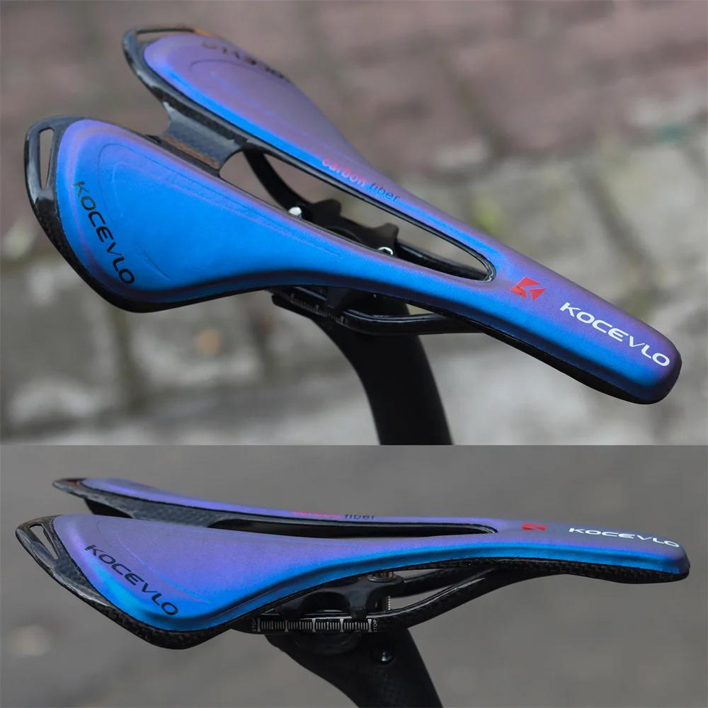 KOCEVLO Carbone Selle T800 Carbonfiber + En Fiber De Cuir Ultra Léger Vélo De Route VTT Selle Siège