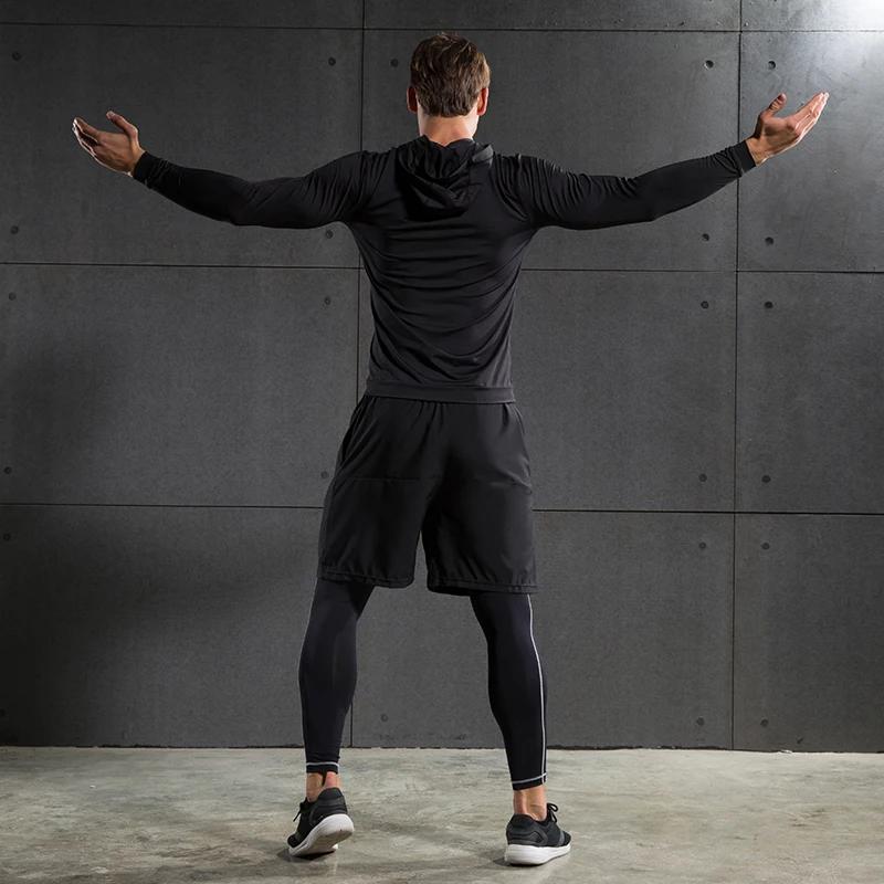 Veste de course réfléchissante pour hommes, fermeture éclair complète, manches longues, vêtements de